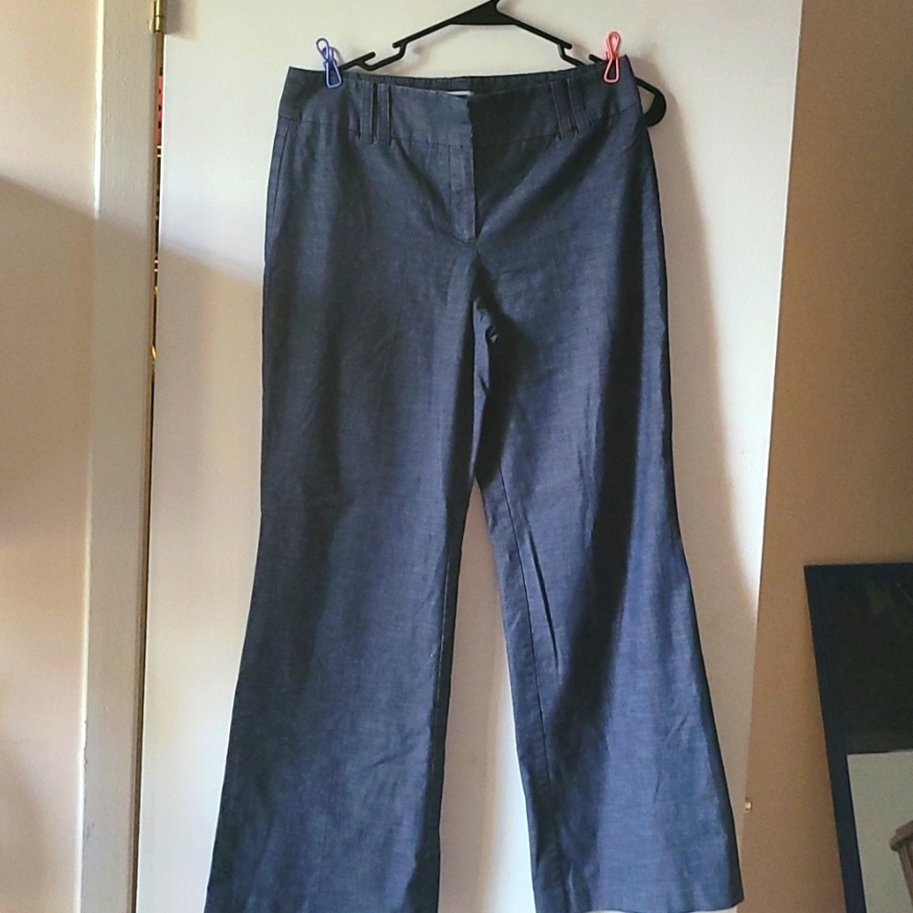 Wide Legged Denim Look Dress Pants